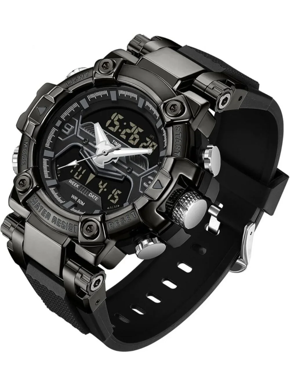 Men's Black Analog Quartz Cool Designer Hombres Unique Electronics Duty Watch